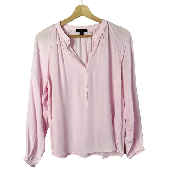J. Crew Drapey Popover Long Sleeve Baby Light Pink Blouse S - Picture 2 of 5